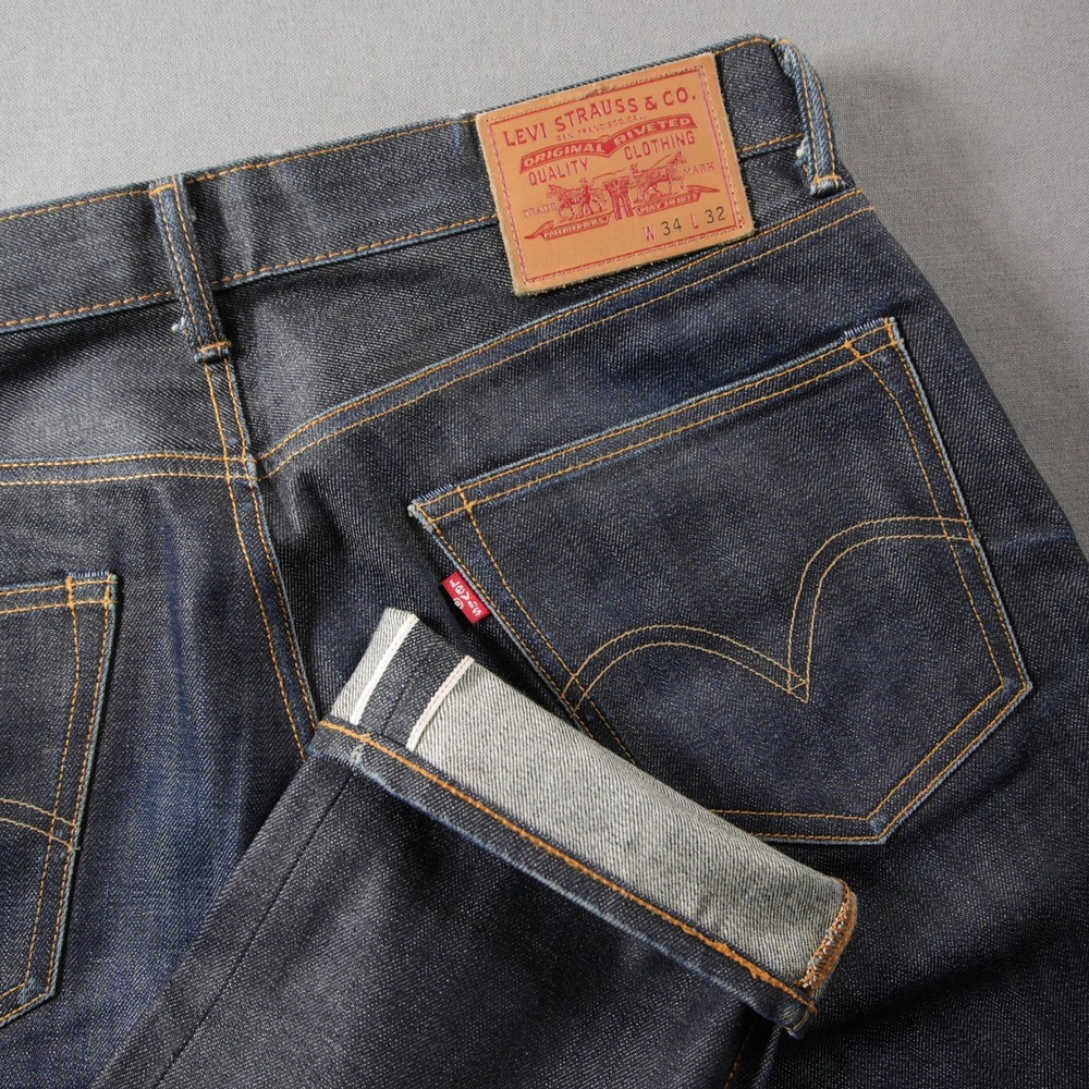 Levi's Matchstick Skinny Raw Selvedge Denim Men Jeans 34x32 Dark Wash Indie